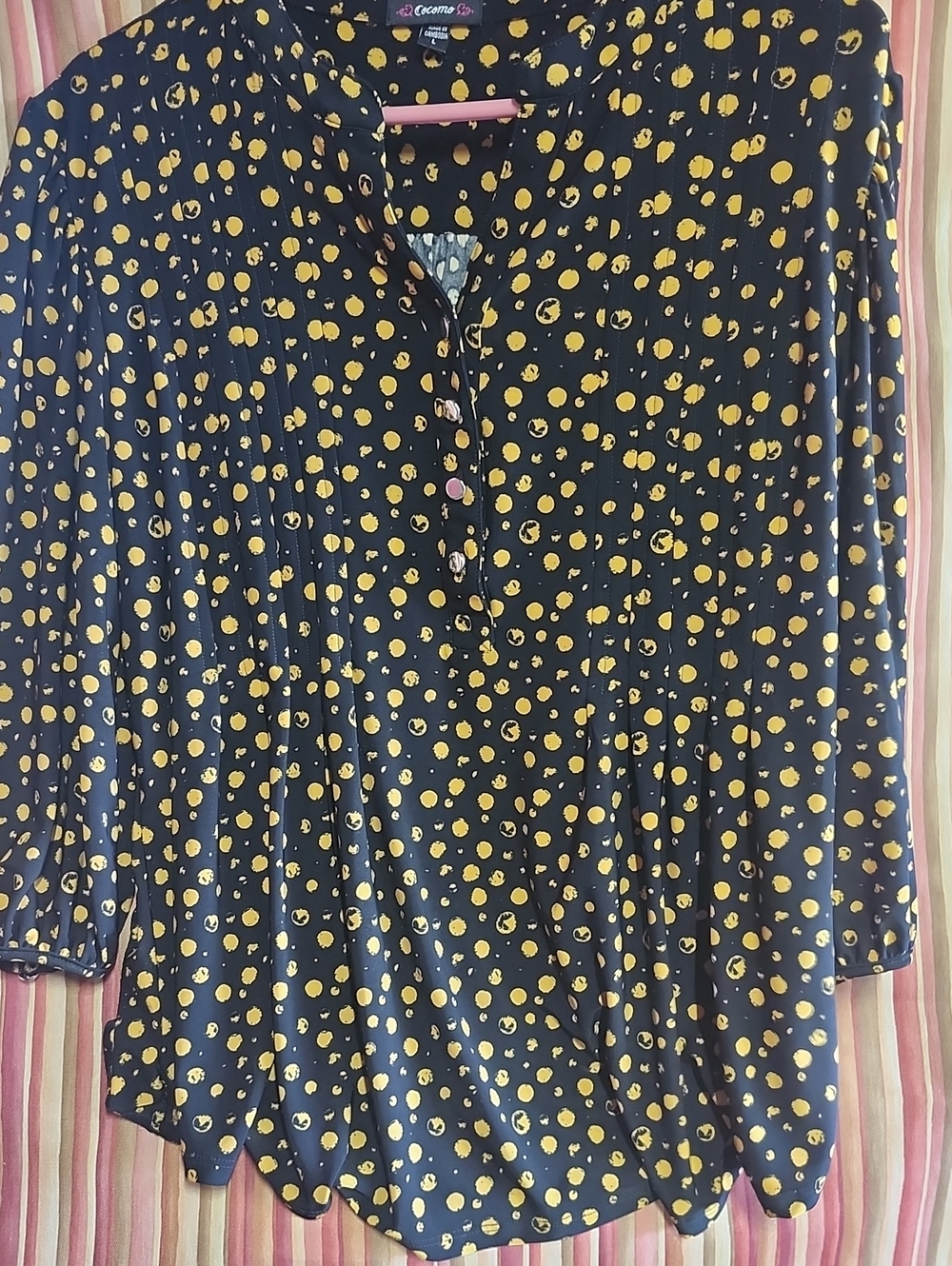 Cocomo Black Blouse with Yellow Dot Print